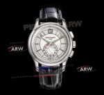 Swiss Replica Patek Philippe Complications Annual Calendar White Grey Dial Stainless Steel Watch